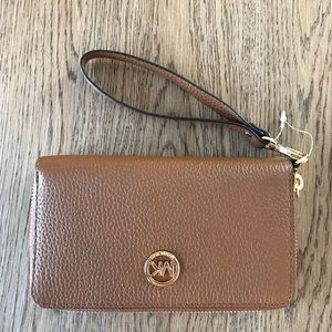 Michael Kors Wristlet wallet phone case brown